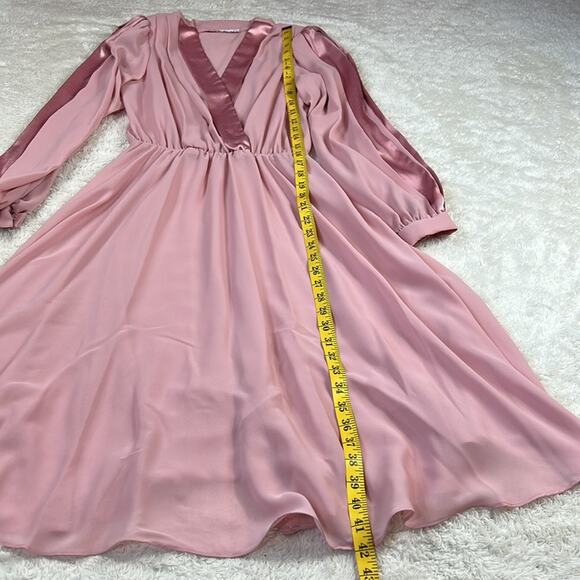 Vintage Unbranded chiffon satin, semi sheer midi dress, size med - Picture 6 of 8